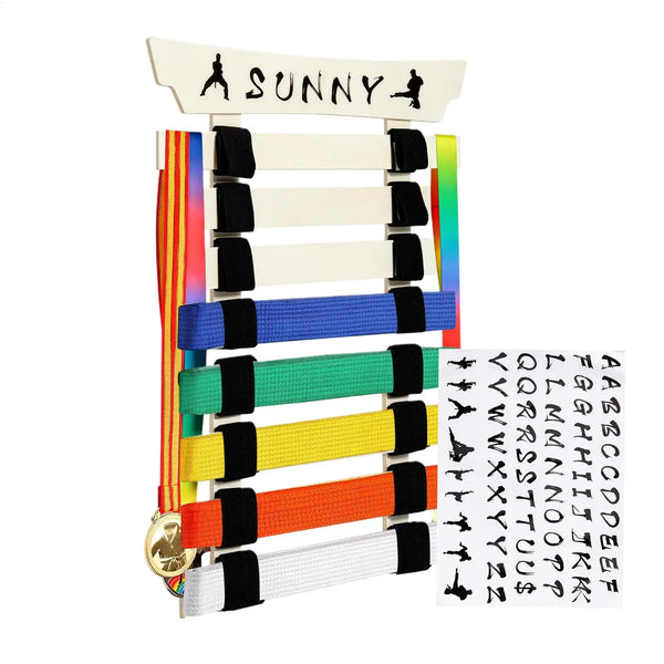 Martial Arts Belt Display Karate Belt Hanger Display with Stickers