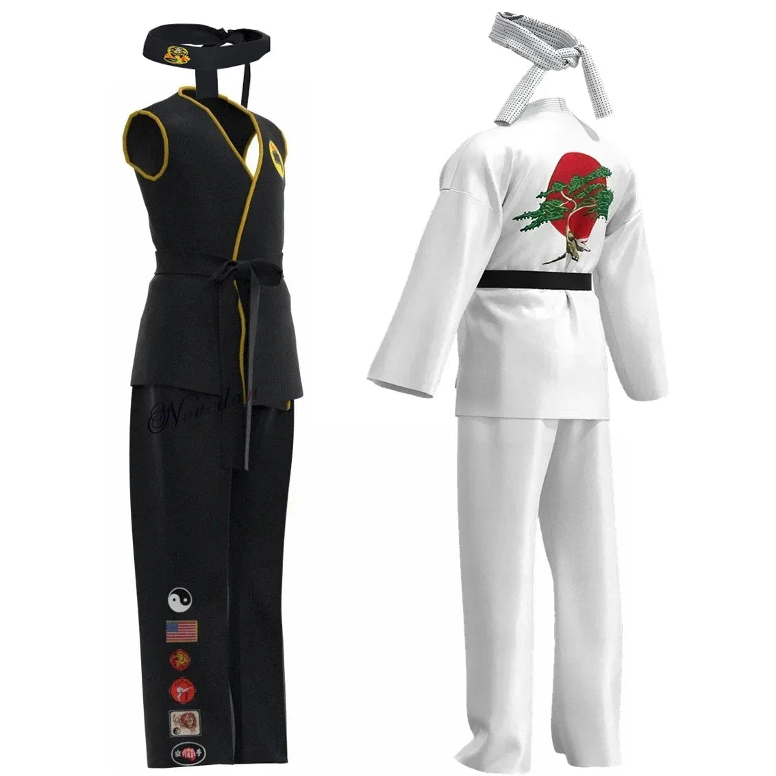 Karate Kids Costume Kid Black White Uniform Headband