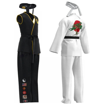 Karate Kids Costume Kid Black White Uniform Headband