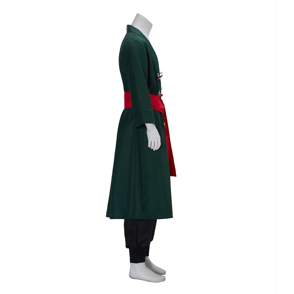 Anime Cosplay Costume Uniform Green Coat Belt Pants Head Scarf Full Set