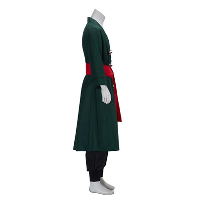 Anime Cosplay Costume Uniform Green Coat Belt Pants Head Scarf Full Set