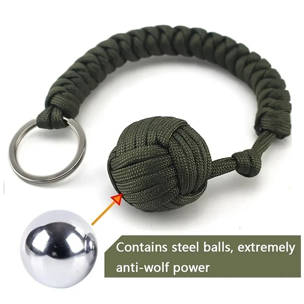 Outdoor Self-Defense Umbrella Rope, Monkey Fist Steel Ball