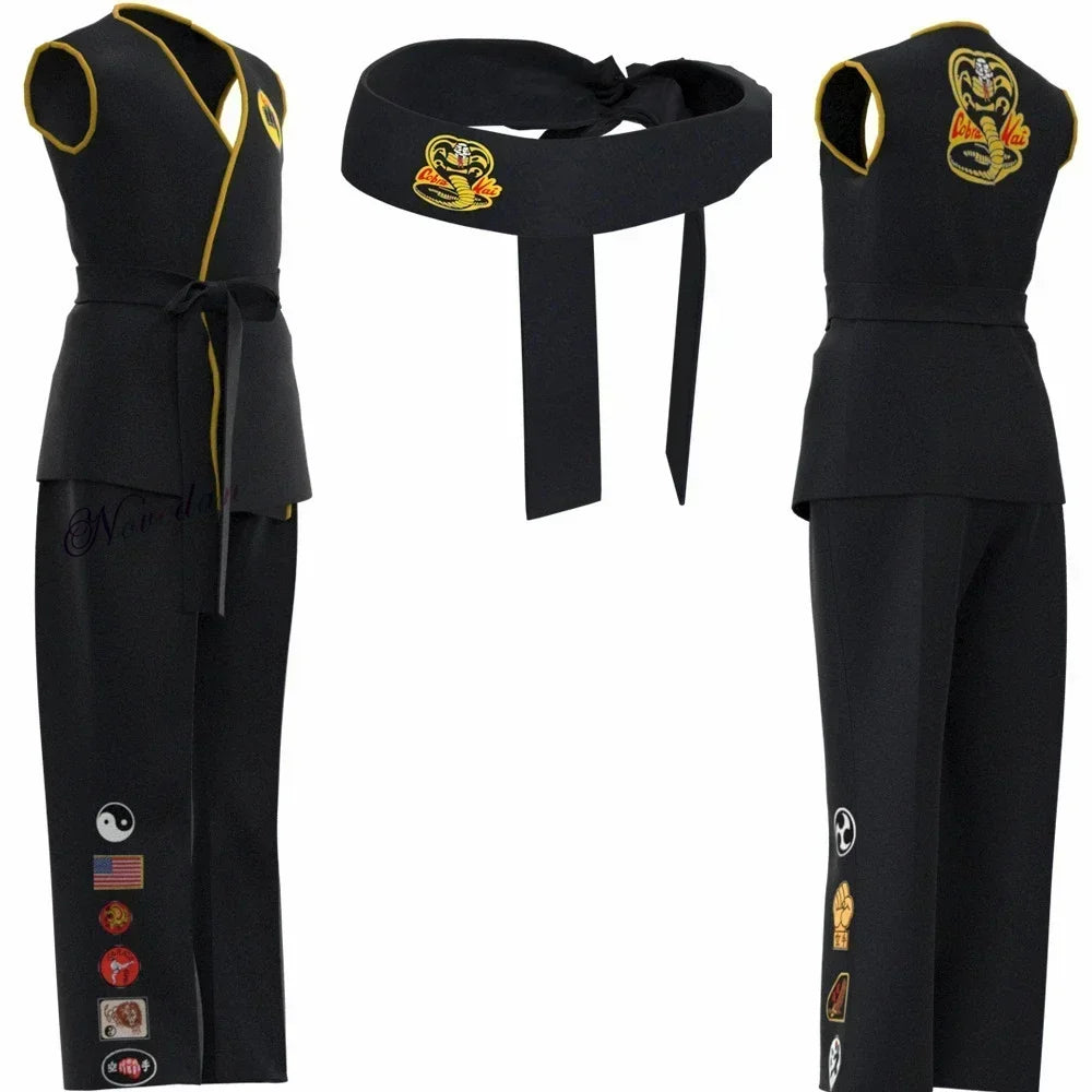 Karate Kids Costume Kid Black White Uniform Headband