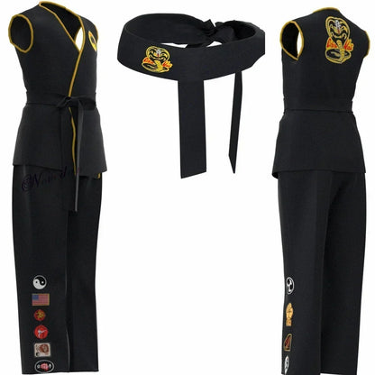 Karate Kids Costume Kid Black White Uniform Headband