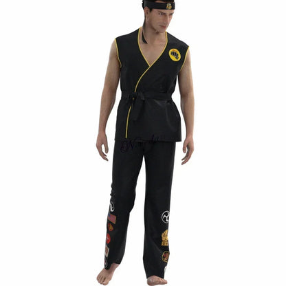 Karate Kids Costume Kid Black White Uniform Headband