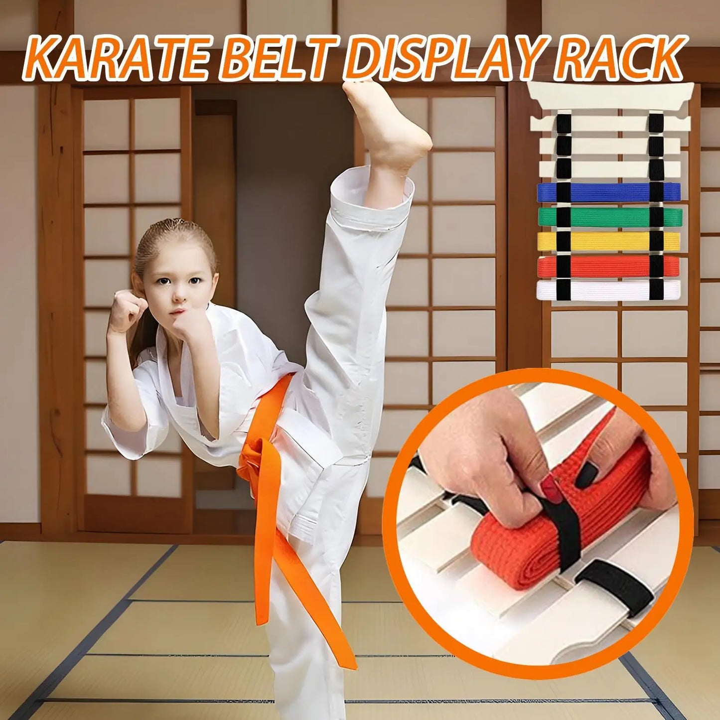 Martial Arts Belt Display Karate Belt Hanger Display with Stickers