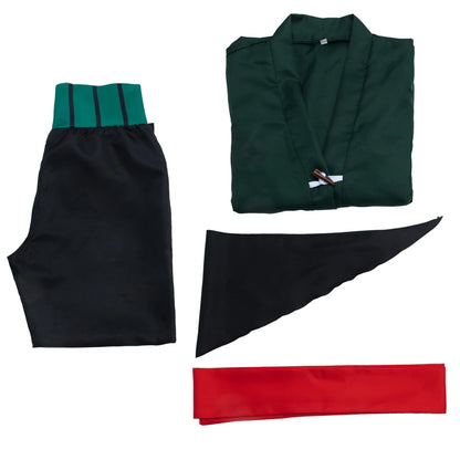 Anime Cosplay Costume Uniform Green Coat Belt Pants Head Scarf Full Set
