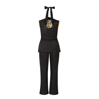 The Karate Kids Cosplay Costume Black White Kimono Uniform Headband Halloween Party Suit Tracksuit
