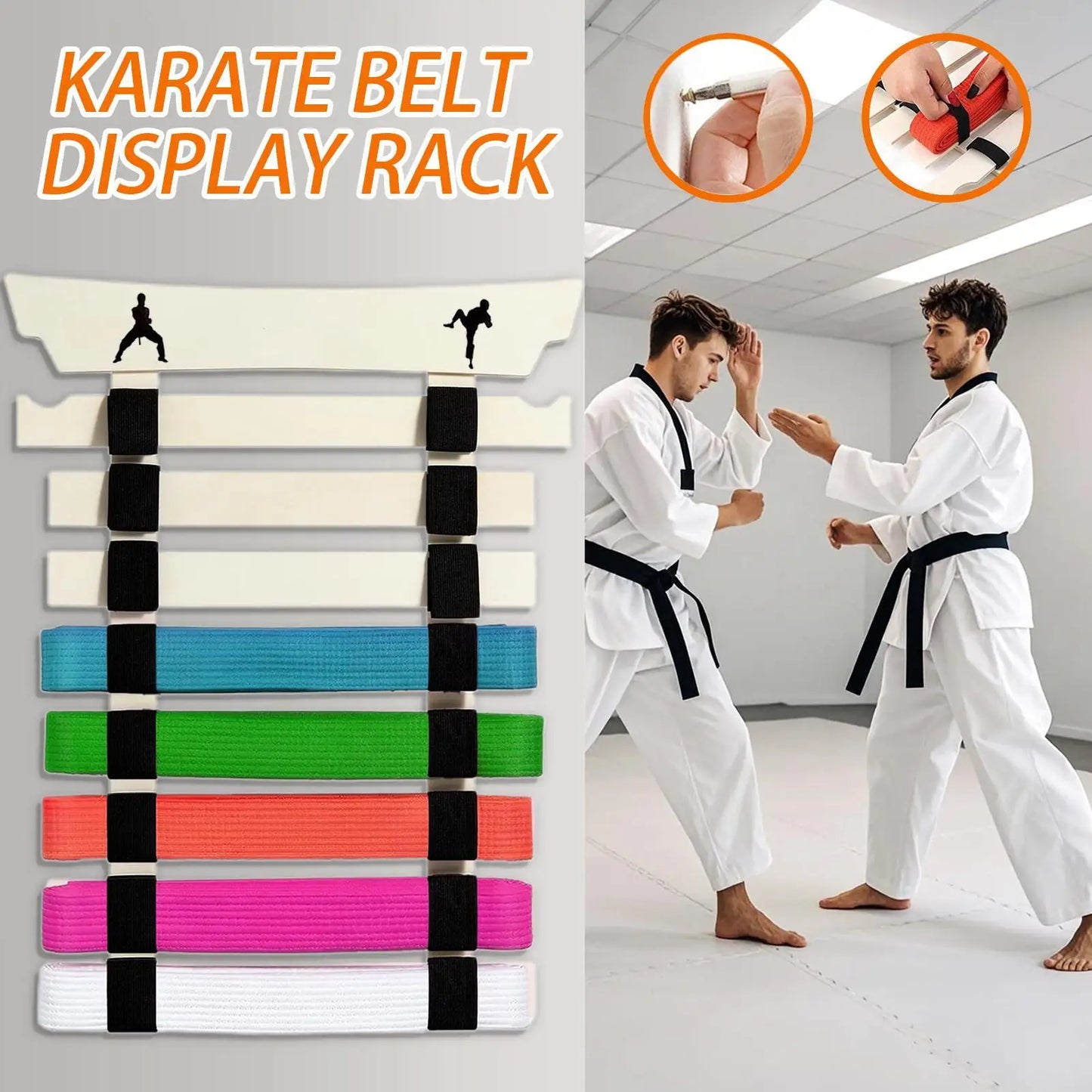Martial Arts Belt Display Karate Belt Hanger Display with Stickers