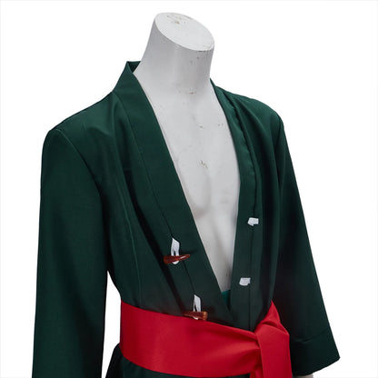 Anime Cosplay Costume Uniform Green Coat Belt Pants Head Scarf Full Set