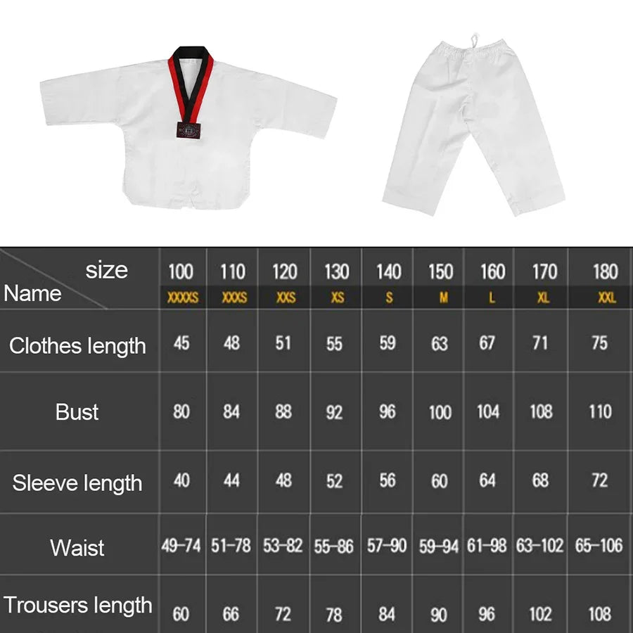 New Long Sleeve Uniform Costumes Clothing White Taekwondo Uniforms