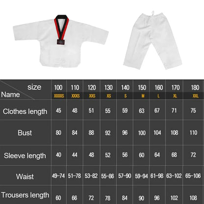 New Long Sleeve Uniform Costumes Clothing White Taekwondo Uniforms