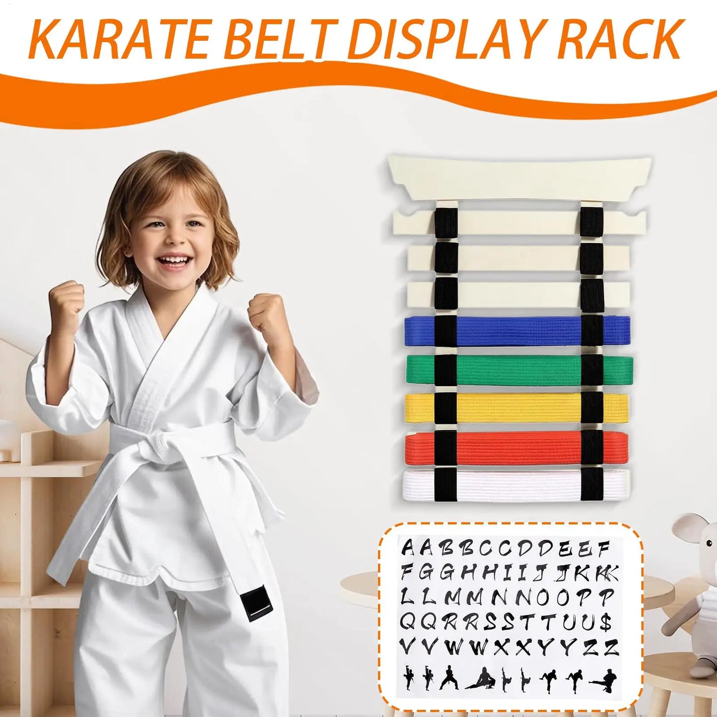 Martial Arts Belt Display Karate Belt Hanger Display with Stickers